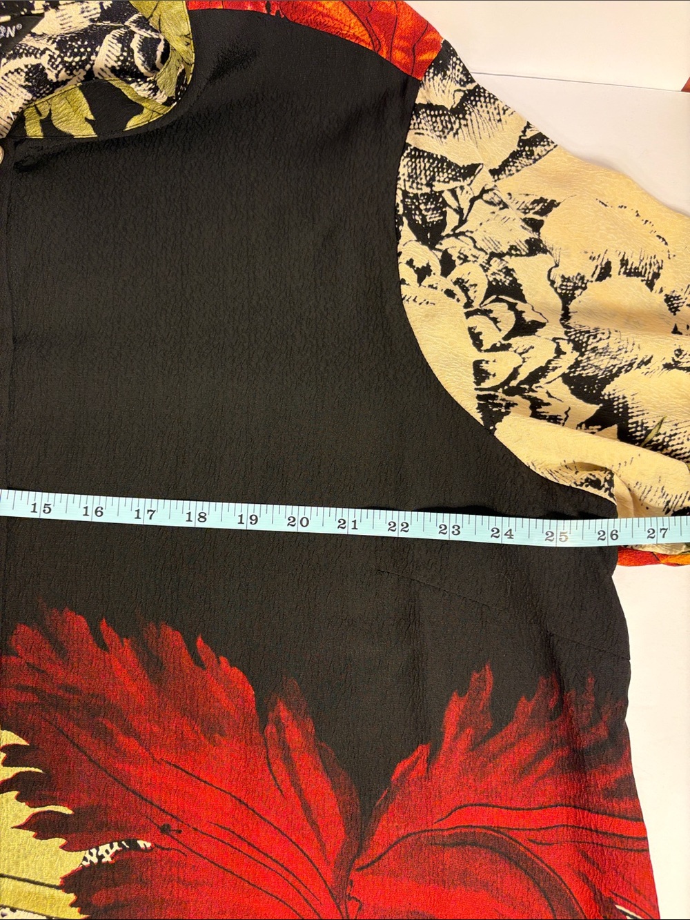 *New* Citron 100% Silk Vintage Black Button-Front Poppy Floral Shirt Tunic - Picture 12 of 16